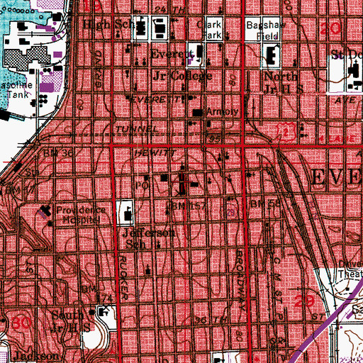 Topographic Map of Snohomish County Underground Parking Garage, WA