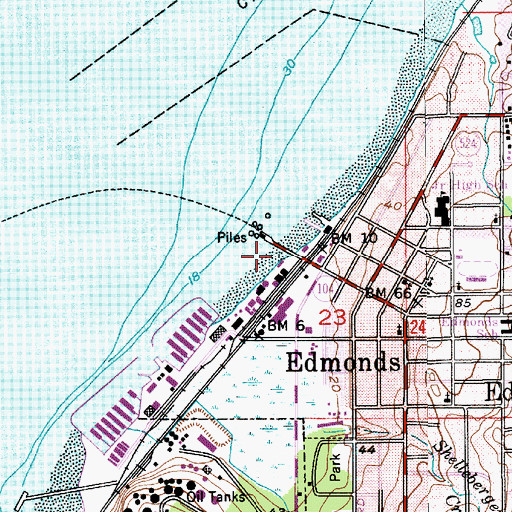 Topographic Map of Edmonds Ferry Landing, WA