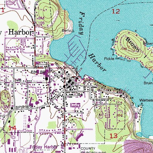 Topographic Map of Friday Harbor Ferry Landing, WA