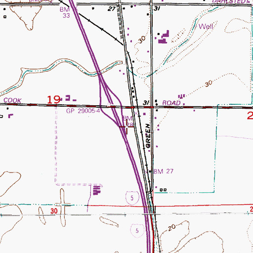 Topographic Map of Cook Road Park and Ride, WA
