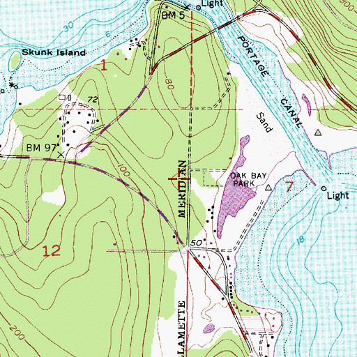 Topographic Map of Upper Oak Bay Recreational Vehicle Park, WA