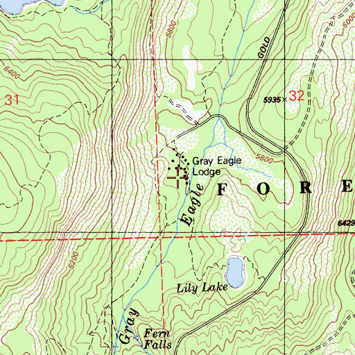 Topographic Map of Gray Eagle Lodge, CA