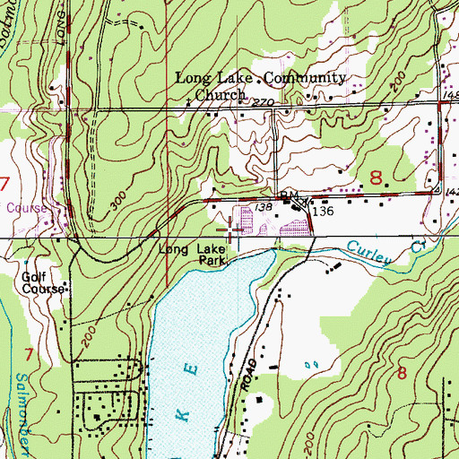 Topographic Map of Long Lake Community Center, WA