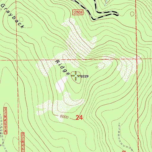 Topographic Map of Grayback Ridge, CA