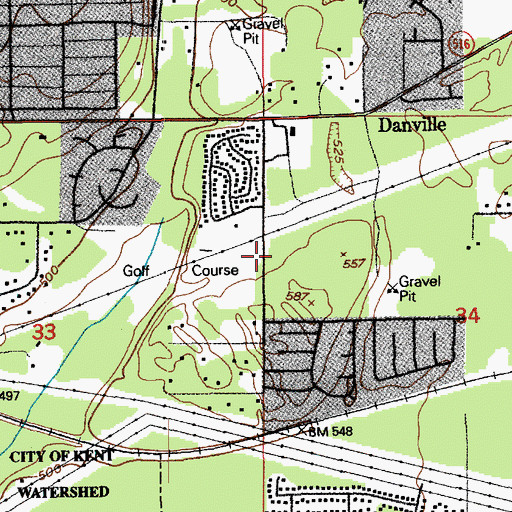 Topographic Map of Elk Run Golf Course, WA