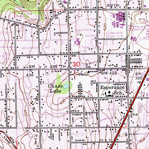 Topographic Map of Edmonds Church of God, WA
