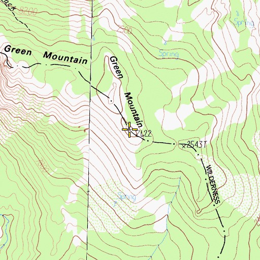 Topographic Map of Green Mountain, CA