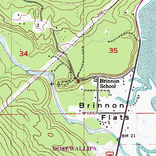 Topographic Map of Brinnon Community Church, WA