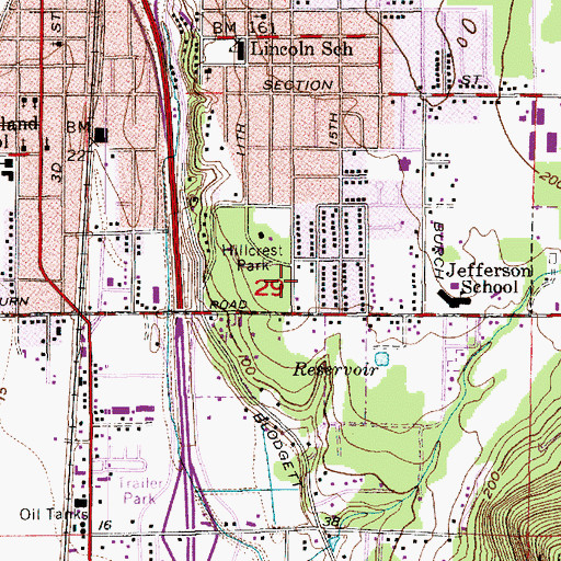 Topographic Map of Hillcrest Christian Fellowship Church, WA