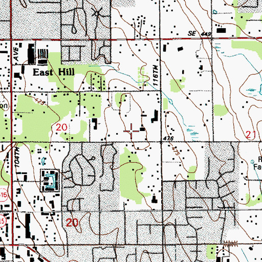 Topographic Map of Kent First Baptist Church, WA