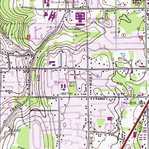 Topographic Map of Maple Park Lutheran Church, WA