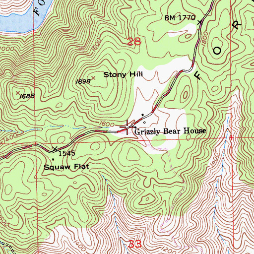 Topographic Map of Grizzly Bear House, CA