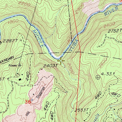 Topographic Map of Grizzly Creek, CA
