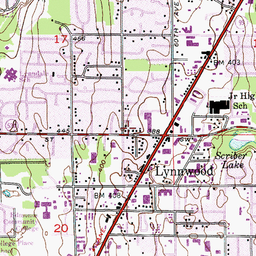 Topographic Map of Trinity Lutheran Church, WA