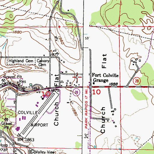 Topographic Map of Vineyard Christian Fellowship Church, WA