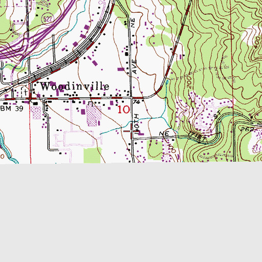 Topographic Map of Woodinville Community United Methodist Church, WA