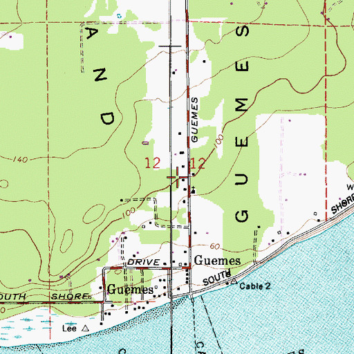 Topographic Map of Guemes Island Community Church, WA