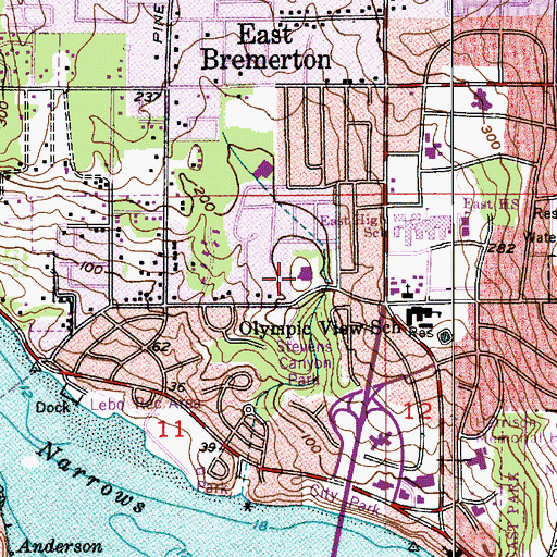 Topographic Map of Bremerton Nazarene Church, WA
