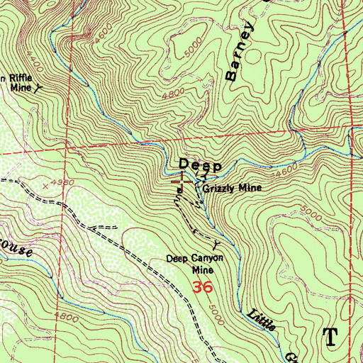 Topographic Map of Grizzly Mine, CA