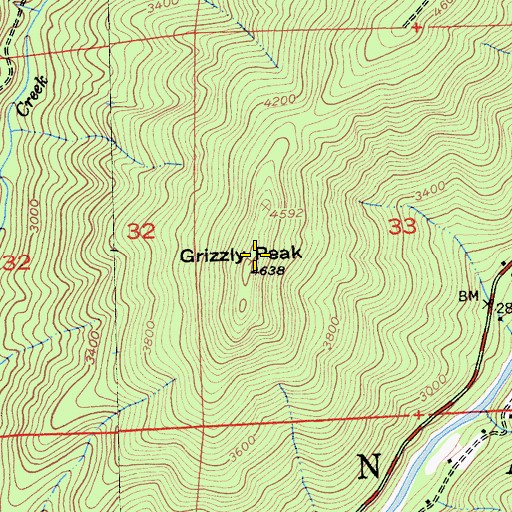 Topographic Map of Grizzly Peak, CA