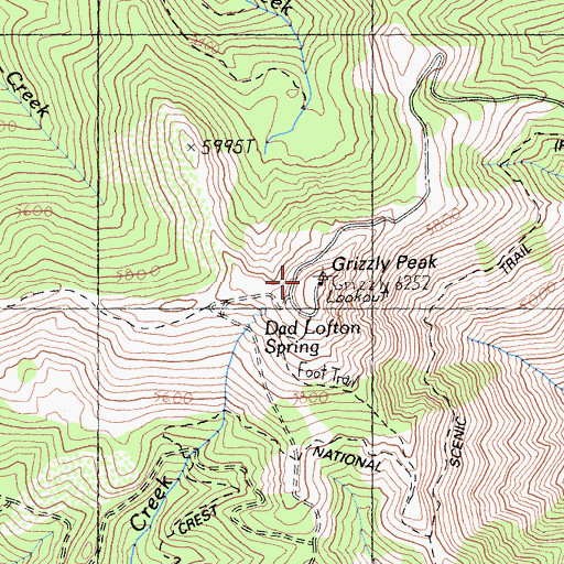 Topographic Map of Grizzly Peak, CA