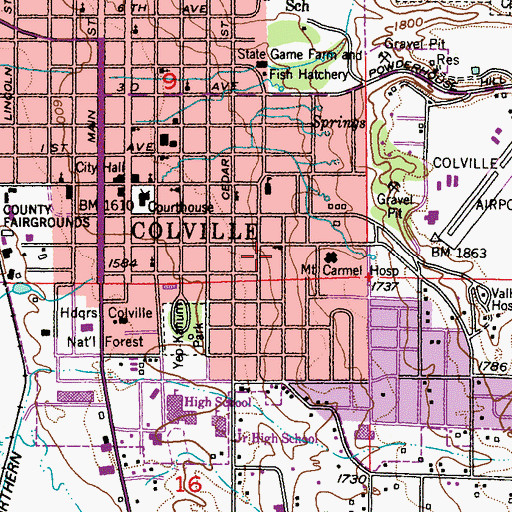 Topographic Map of Colville Church of God, WA