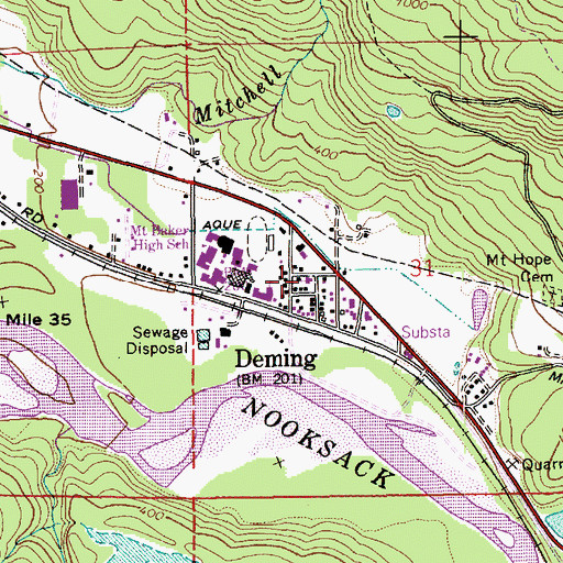 Topographic Map of Deming Presbyterian Church, WA