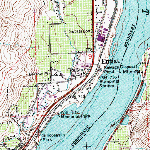 Topographic Map of Entiat Federated Church, WA