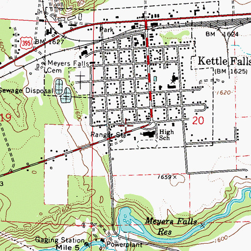 Topographic Map of Kettle Falls Adventist Church, WA