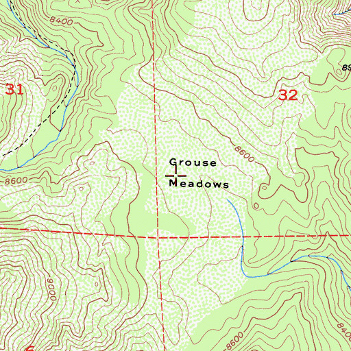 Topographic Map of Grouse Meadows, CA