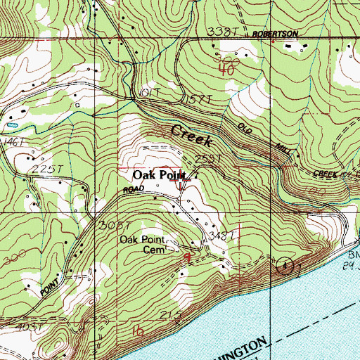 Topographic Map of Oak Point Community Church, WA