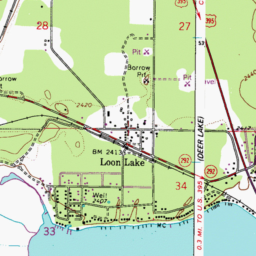 Topographic Map of Loon Lake Assembly of God Church, WA