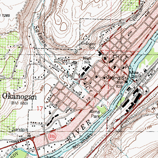 Topographic Map of Okanogan Church of Christ, WA