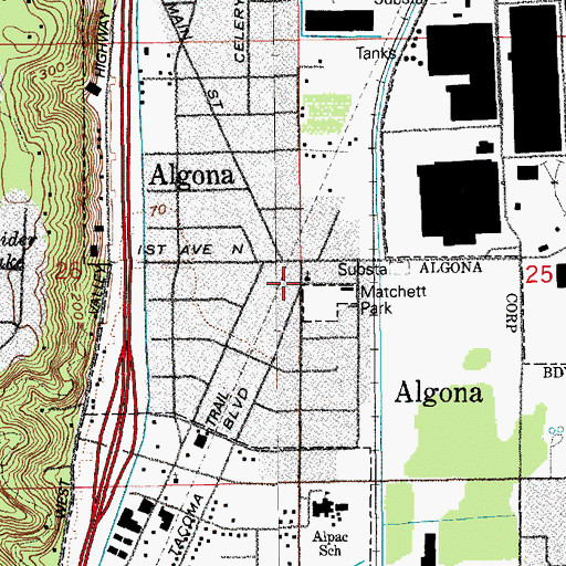 Topographic Map of Algona Pacific Church of God, WA