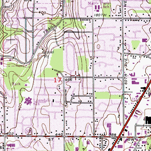 Topographic Map of Lynnwood Free Methodist Church, WA