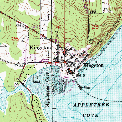 Topographic Map of Kingston Library, WA