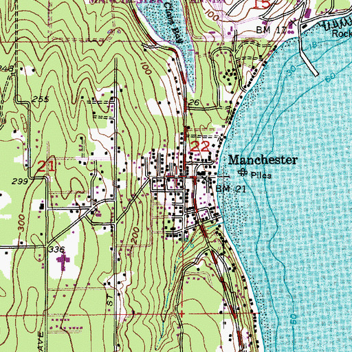 Topographic Map of Manchester Library, WA