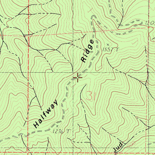 Topographic Map of Halfway Ridge, CA