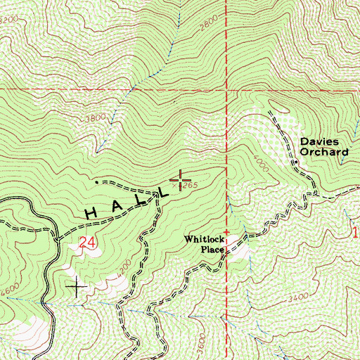 Topographic Map of Hall Ridge, CA