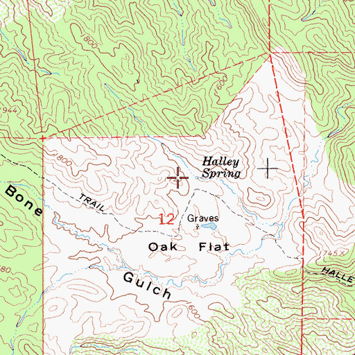 Topographic Map of Halley Spring, CA