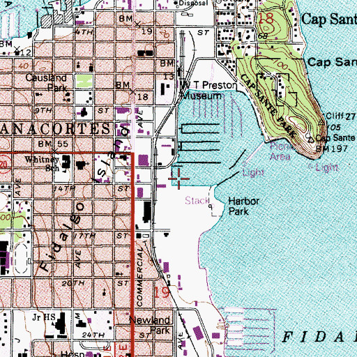 Topographic Map of Cap Sante Marine, WA
