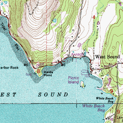 Topographic Map of Orcas Island Yacht Club, WA