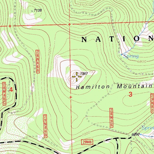 Topographic Map of Hamilton Mountain, CA