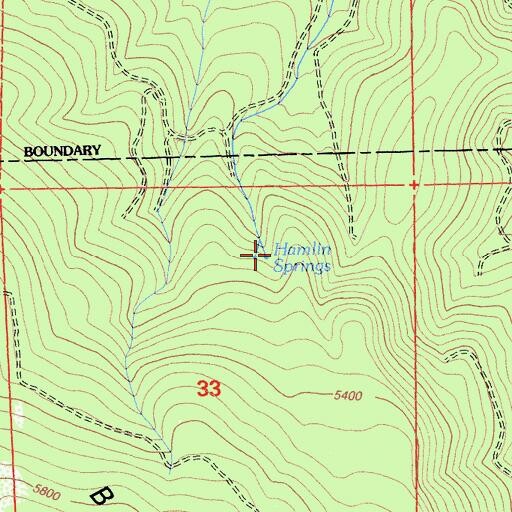 Topographic Map of Hamlin Springs, CA