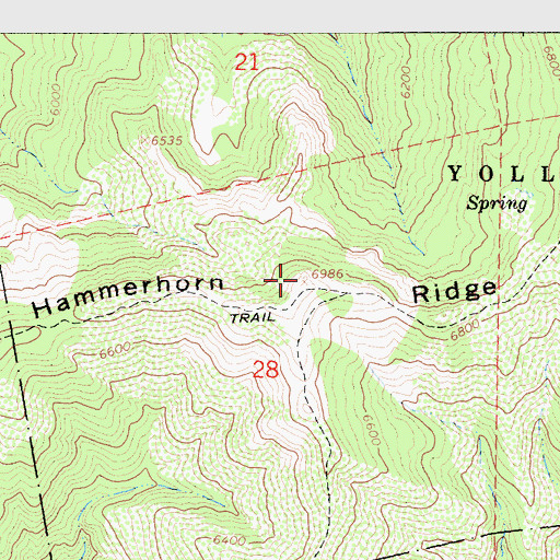 Topographic Map of Hammerhorn Ridge, CA