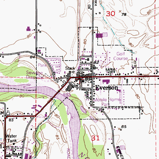 Topographic Map of Everson City Hall, WA