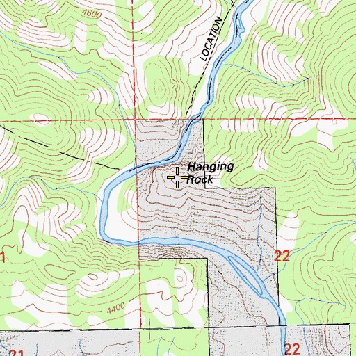 Topographic Map of Hanging Rock, CA