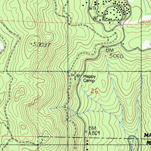 Topographic Map of Happy Camp, CA