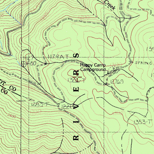 Topographic Map of Happy Camp Campground, CA