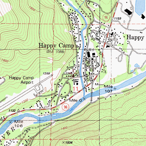Topographic Map of Happy Camp, CA